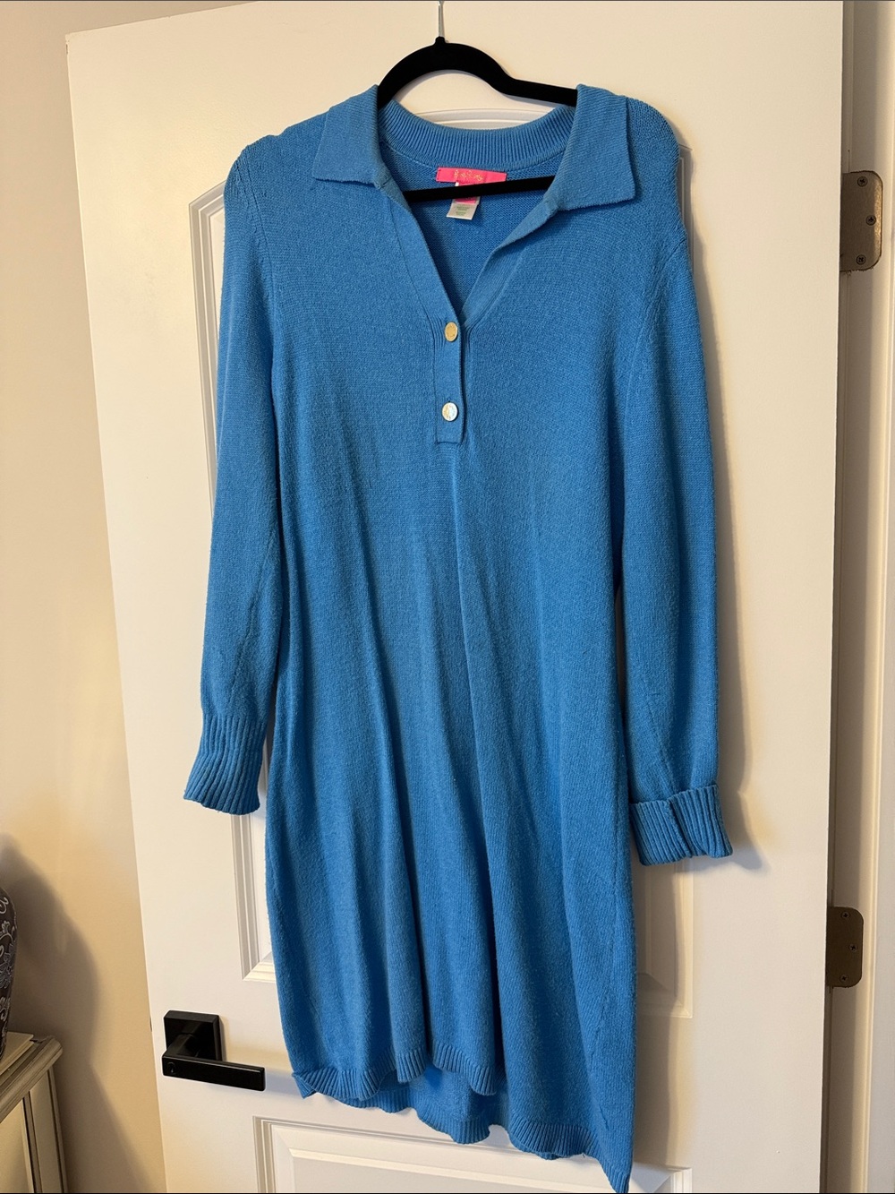 Lilly Pulitzer Sky Blue Long-Sleeve Polo Knit Dress